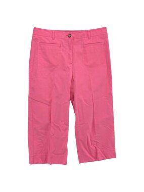 Talbots Wide Leg Capri Pants Womens Pink Flat Front Stretch Size 14P